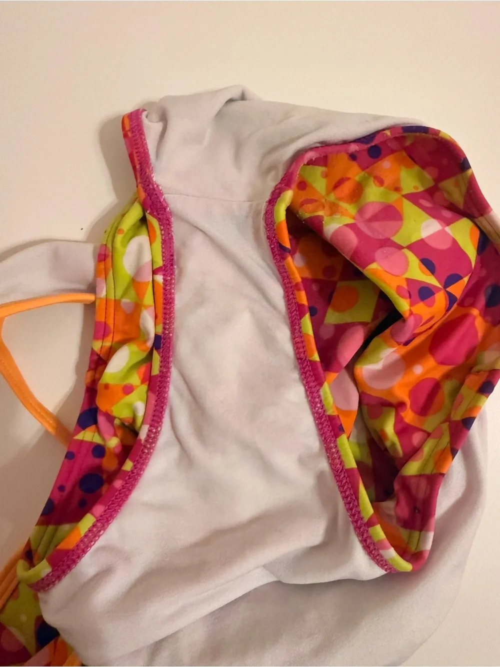 Speedo Girls Neon Geo One-Piece Swimsuit - Pink, Orange, Lime